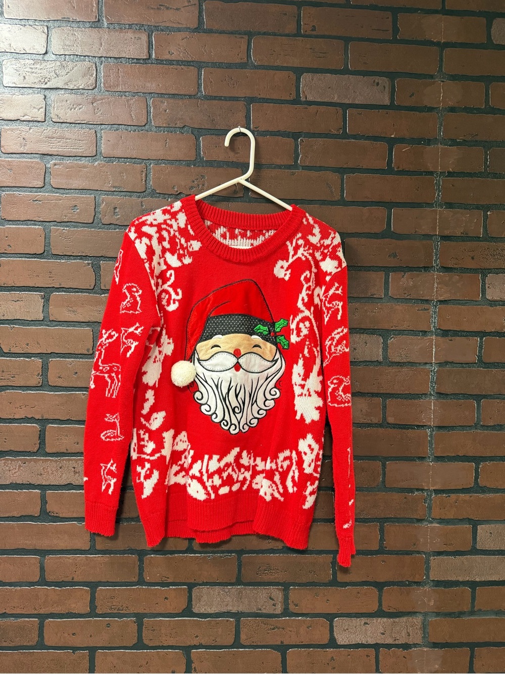 Red Santa Graphic Holiday Sweater - Women